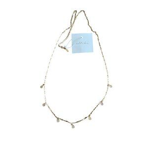 Ettika Delicate Gold Tone Dainty Chain Necklace With Textured Teardrop Charms